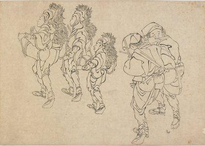 A Dança do Leão, final do século XVIII e início do século XIX. de Katsushika Hokusai