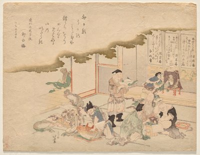 Os Sete Deuses da Boa Fortuna (shichifuku-jin) celebram o Ano Novo de Katsushika Hokusai