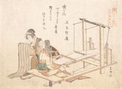 A Fábrica de Tecelagem, c. 1802. de Katsushika Hokusai