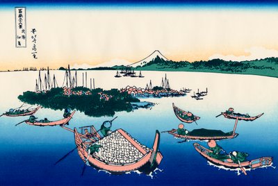 Ilha de Tsukuda na província de Musashi, 1830-1833. de Katsushika Hokusai