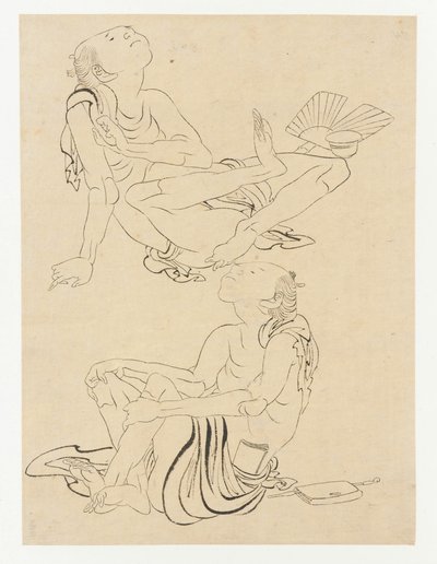 Dois homens relaxando no verão, período Edo, século XIX. de Katsushika Hokusai