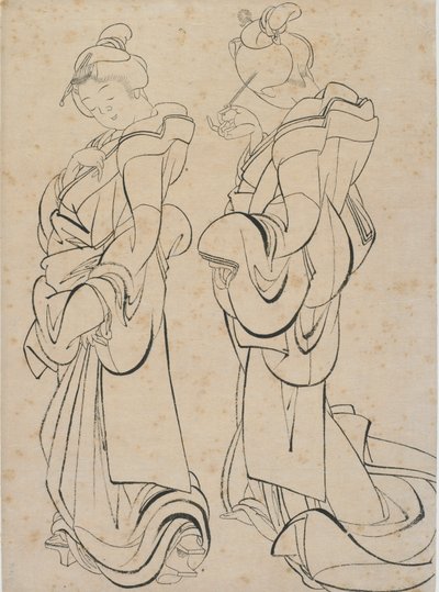Duas mulheres, final do século 18 e início do século 19. de Katsushika Hokusai