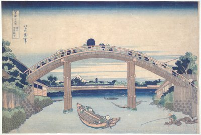 Sob a Ponte Mannen, em Fukagawa, da série «Trinta e seis vistas do Monte Fuji» de Katsushika Hokusai