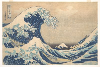 «Sob a Onda ao largo de Kanagawa» (Kanagawa oki nami ura), também conhecida como «A Grande Onda», da série «Trinta e seis vistas do Monte Fuji» (Fugaku sanjūrokkei) de Katsushika Hokusai