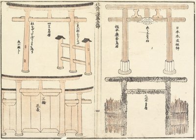 Vários tipos de arco Torii, 1816 de Katsushika Hokusai