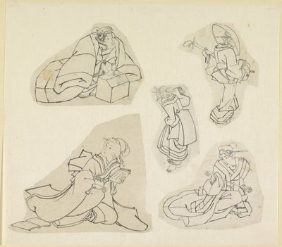Cinco figuras femininas de Katsushika Hokusai