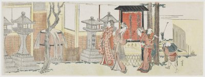 Visitando Oji Inari Shrine, 1801-05 (impressão em xilogravura a cores) de Katsushika Hokusai