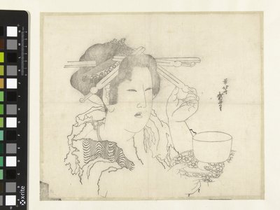 Mulher com chávena de chá de Katsushika Hokusai