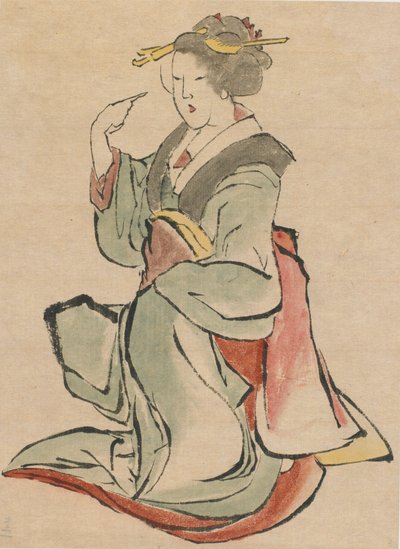Mulher virada para a direita, acenando, final do século XVIII-início do século XIX. de Katsushika Hokusai