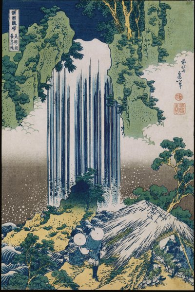 Cachoeira de Yoro, província de Mino ", da série" Uma viagem às cachoeiras de todas as províncias " de Katsushika Hokusai