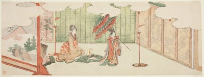 Jovem rapariga a dançar na mansão de um nobre de Katsushika Hokusai