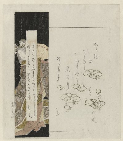Senhora da corte segurando um leque de Katsushika Hokutai