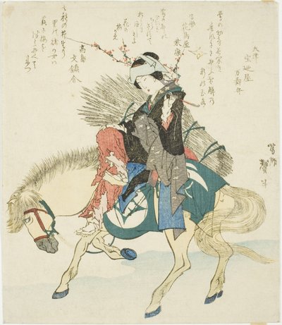 Uma mulher de Ohara a cavalo de Katsushika Taito II