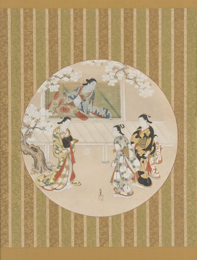 Paródia de uma cena de The Tale of Genji, início do século XVIII. de Kawamata Tsuneyuki