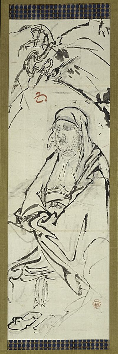 Daruma (Bodhidharma), um de seis esboços de Kawanabe Kyosai