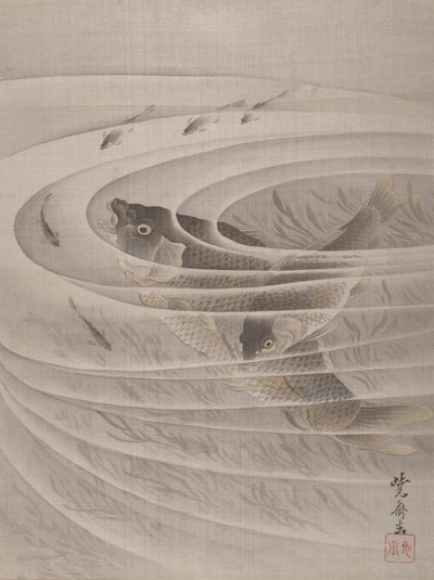 Pesque em um redemoinho, ca. 1887 de Kawanabe Kyosai