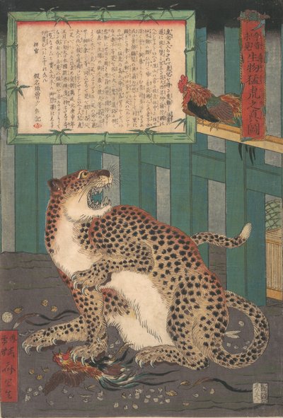 Nunca tinha visto antes: A verdadeira imagem de um Tigre Selvagem Vivo, sexto mês de 1860. de Kawanabe Kyosai