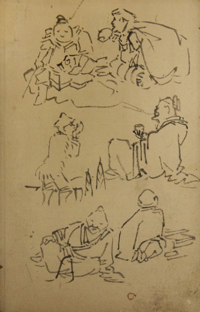 Esboços de figuras lendárias da Ásia Oriental, finais do século XIX. de Kawanabe Kyosai