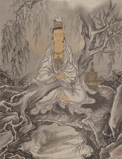Kannon de túnica branca, ca. 1887. de Kawanabe Kyosai