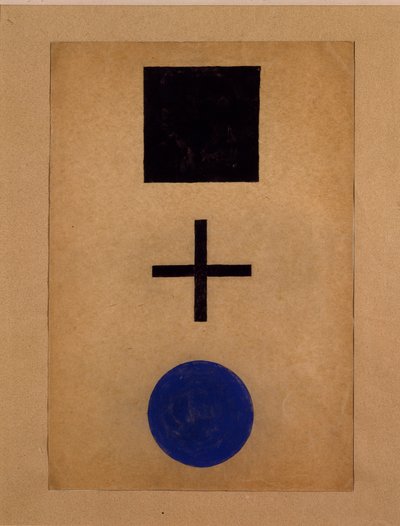 Suprematismo: quadrado, cruz, círculo pintura Gouache de Kasimir Malevic (Malevich, Malevich) (1878-1935) 1919-1920 Coleção particular de Kazimir Severinovich Malevich