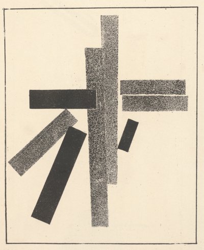 Três elementos pretos e cinco elementos cinzentos de "Suprematismo: 34 desenhos" de Kazimir Severinovich Malevich