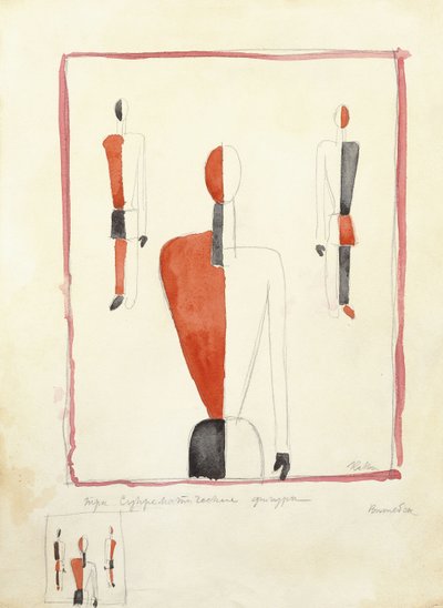 Três figuras suprematistas, c. 1921-2 de Kazimir Severinovich Malevich