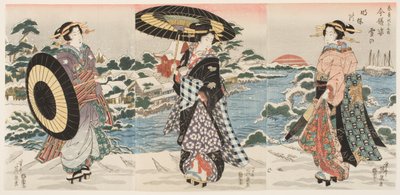 Figuras modernas ao amanhecer num dia de neve (Imayō sugata yuki no akebono) de Keisai (1790 1848) Eisen