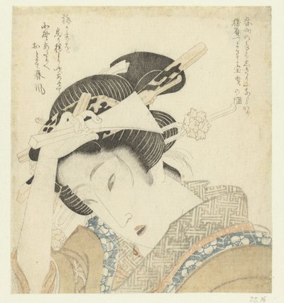 Gueixa com picareta de Keisai Eisen (attributed to)