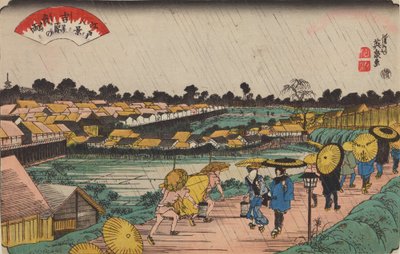 Chuva nocturna em Yoshiwara / Yoshiwara-no yoru-no ame, da série: Oito vistas de Edo / Edo hakkei de Keisai Eisen