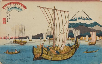 Barcos à vela que regressam a Shiba, da série: Oito vistas de Edo de Keisai Eisen