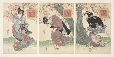 Belezas em uma tempestade de primavera Bijin haru no kaze (título no objeto) de Keisai Eisen