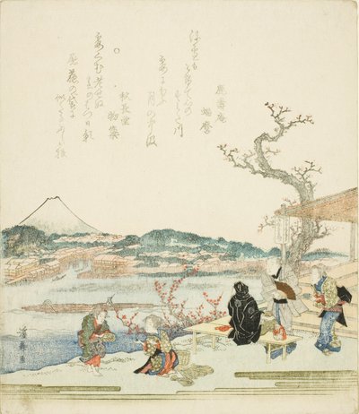 Vista do Monte Fuji de uma casa de chá de Keisai Eisen