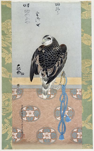 Falcon - pintura em seda de Itaya Keishiu de Keishu Hiromasa Itaya