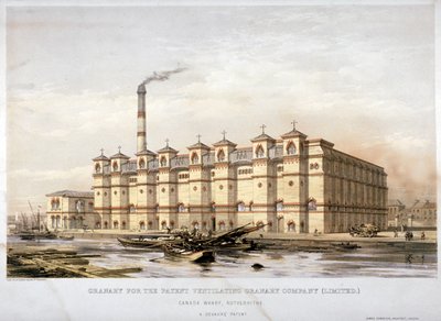 Granary on Canada Wharf, Rotherhithe, Londres, c1860 de Kell Brothers