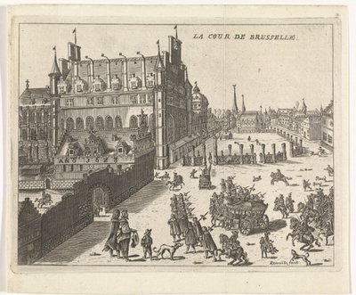 Vista da corte de Bruxelas, 1673. La cour de Brusselle (título no objeto) de Kemnitz