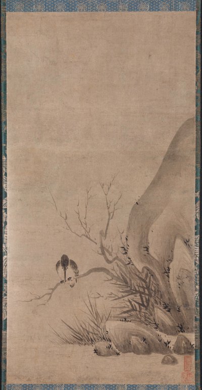 Martim-pescador empoleirado acima de um riacho, final de 1400. de Kenkō Shōkei
