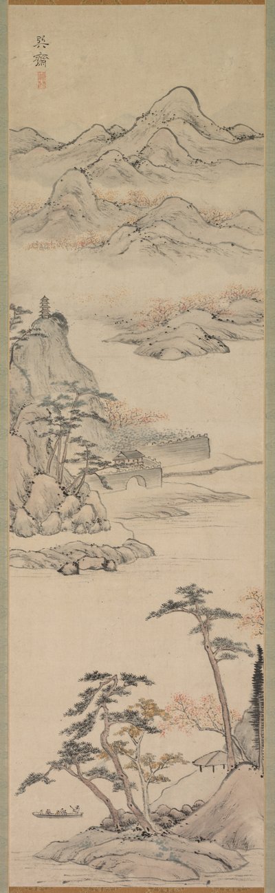 Paisagem com Barqueiros, final do século XVIII e início do século XIX. de Kenkado Kimura