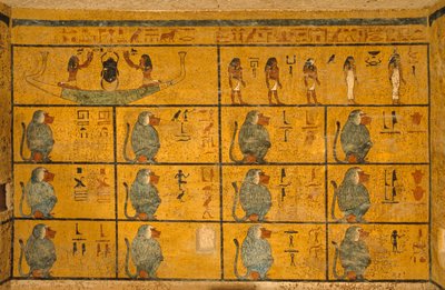 Babuínos, pintura mural no túmulo do rei Tutankhamon; KV52, Vale dos Reis, Tebas..., 2003 (foto) de Kenneth Garrett