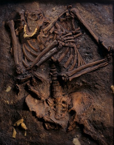 Neandertal, molde pintado, caverna Kebara, Monte Carmelo, "Moshe", c 60.000 BP, Israel de Kenneth Garrett