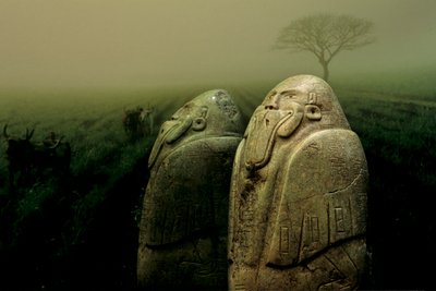 Nova luz sobre os Olmecas. 6" altura; Nefrita; Tuxtla Estatueta de xamã; com máscara de pato... de Kenneth Garrett