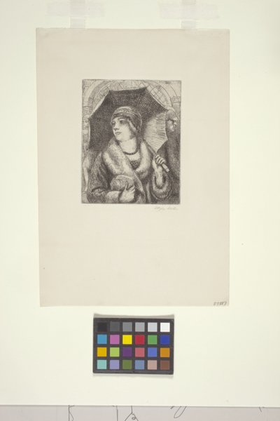 Comprador com Guarda-chuva (gravura) de Kenneth Hayes Miller
