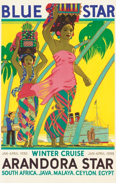 Cartaz publicitário do navio de cruzeiro &39;Arandora Star&39;, da companhia marítima Blue Star Line de Kenneth Shoesmith