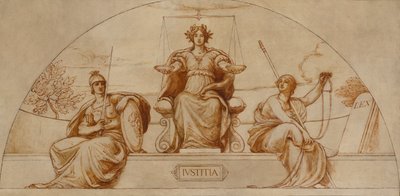 Desenho animado para o mural da capital do estado do Minnesota, "Instituto da Justiça" de Kenyon Cox