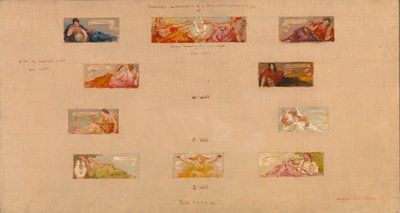 Esboços para a decoração de uma biblioteca privada "A" de Kenyon Cox