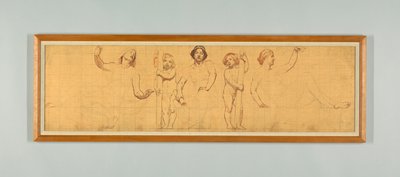 The Common Law, Estudo para Painel Esquerdo de "The Reign of Law", Frieze for Appellate Court, Nova York de Kenyon Cox