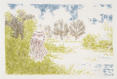 Femme en robe a rayeurs (Mulher em um vestido listrado), 1899-1900 (litografia em cores) de Ker Xavier Roussel