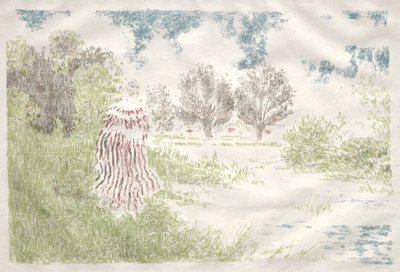 Paisagens: Mulher em um vestido listrado Paisagem: Mulher em um vestido listrado, 1898. de Ker Xavier Roussel