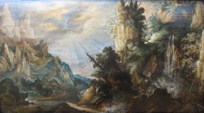 Paisagem montanhosa com uma cascata" de Kerstiaen de Keuninck, c. 1600 de Kerstiaen de Keuninck