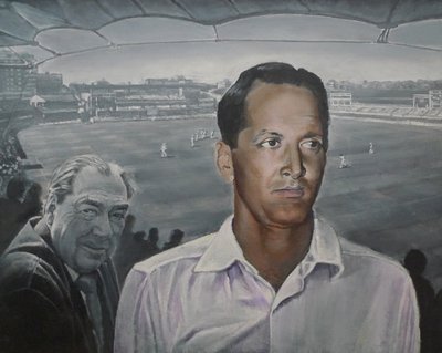"Dolly" com John Arlott em Lords (pintura) de Kevin Parrish