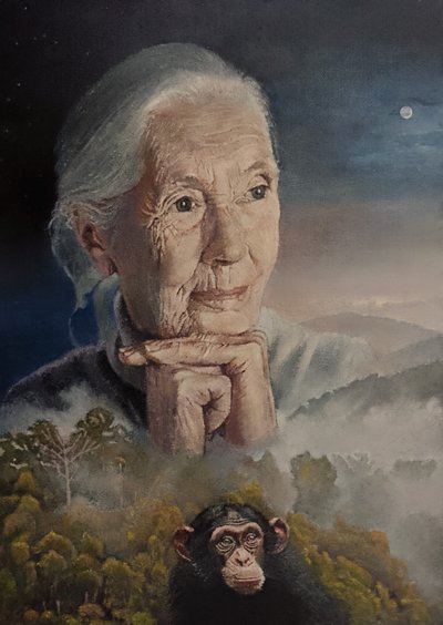 Estamos Todos Ligados (A Sabedoria de Jane Goodall) (pintura) de Kevin Parrish
